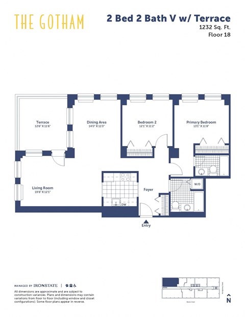 the gotham 2 bed 2 bath floor plan